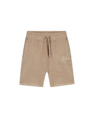 Malelions Men Signature Towelling Shorts | Taupe