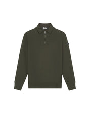 Malelions Men Knitted Longsleeve Zip Polo | Vintage Green