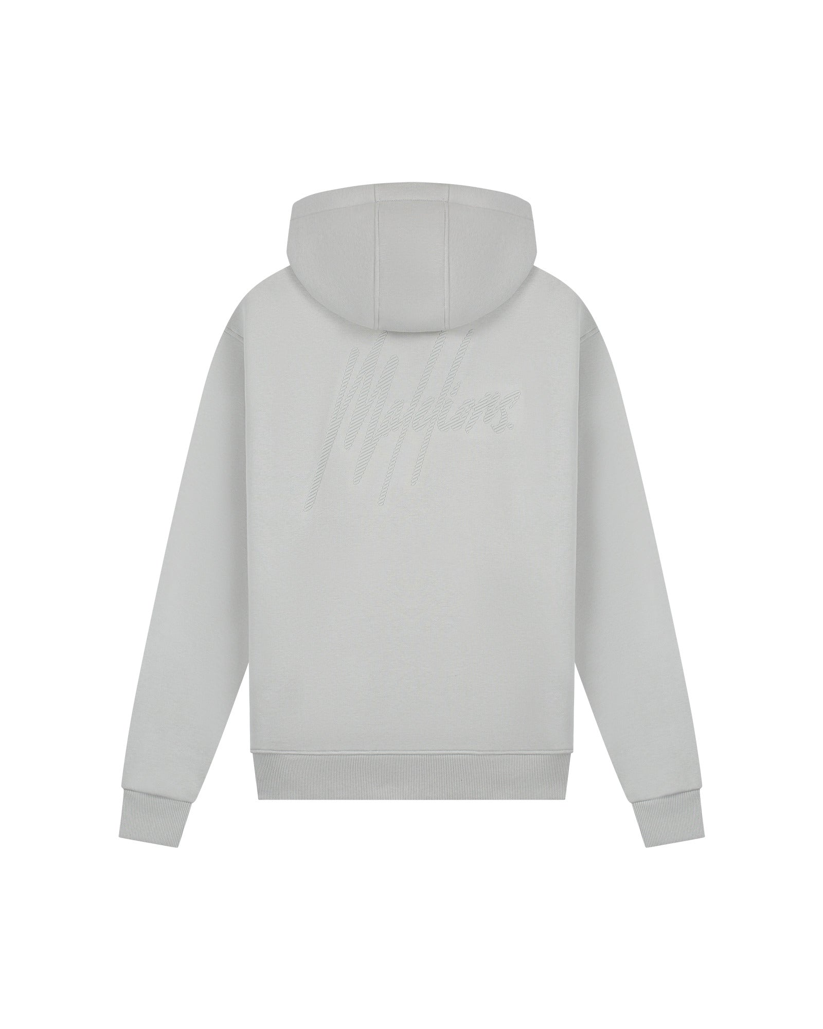 Malelions Men Striped Signature Zip Hoodie | Pearl Grey