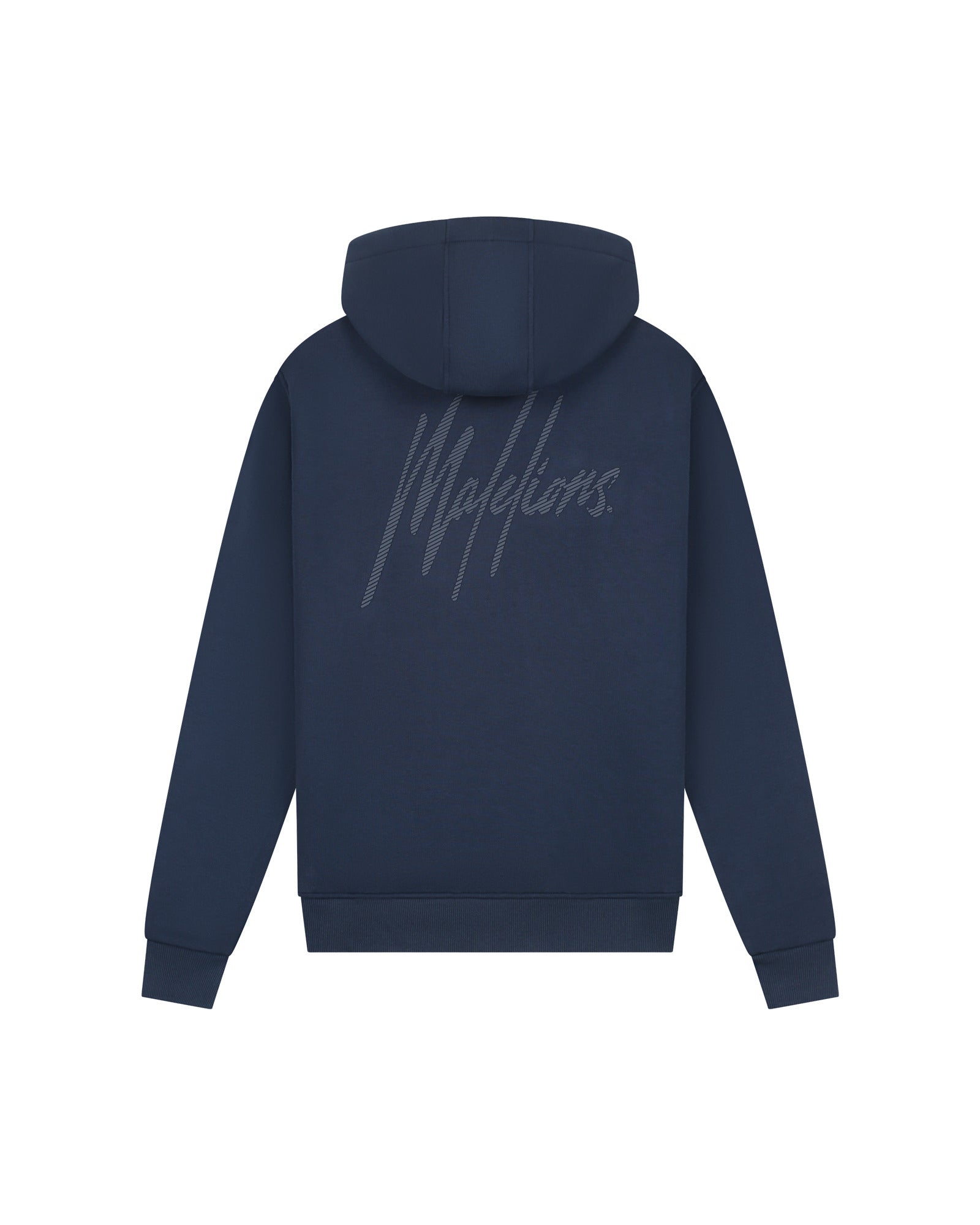 Malelions Men Striped Signature Zip Hoodie | Navy