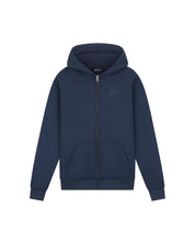 Malelions Men Striped Signature Zip Hoodie | Navy