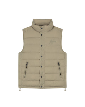 Malelions Men Placket Padded Vest | Sage Brown