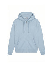 Malelions Men Oversized Knitted Emblem Zip Hoodie | Ice Blue