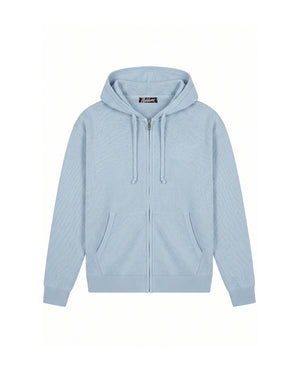 Malelions Men Oversized Knitted Emblem Zip Hoodie | Ice Blue