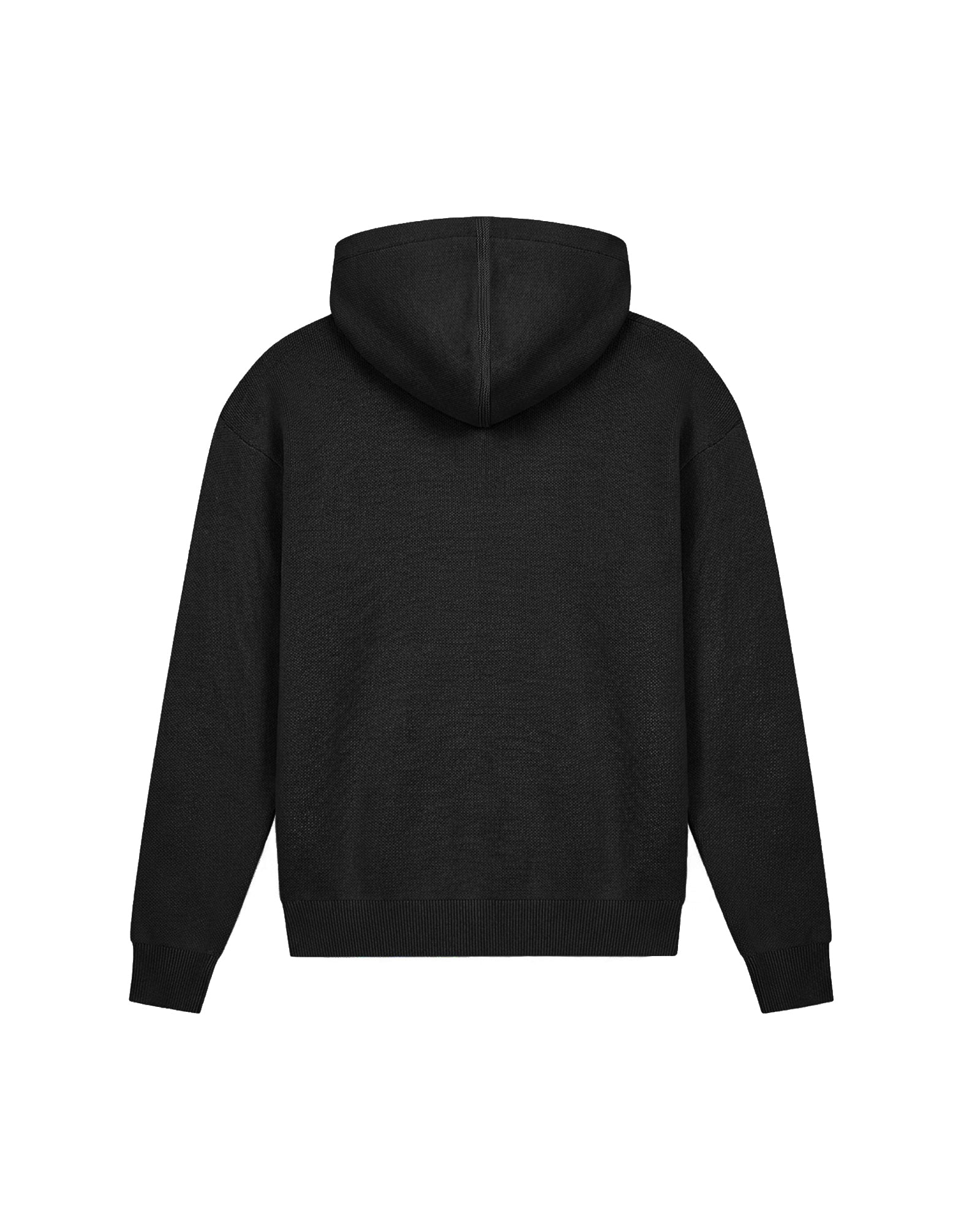 Malelions Men Oversized Knitted Emblem Zip Hoodie | Black