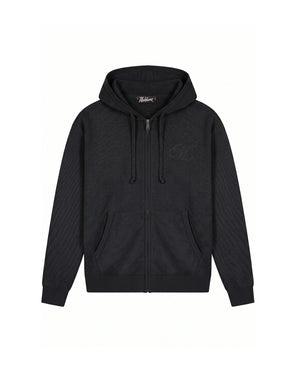 Malelions Men Oversized Knitted Emblem Zip Hoodie | Black