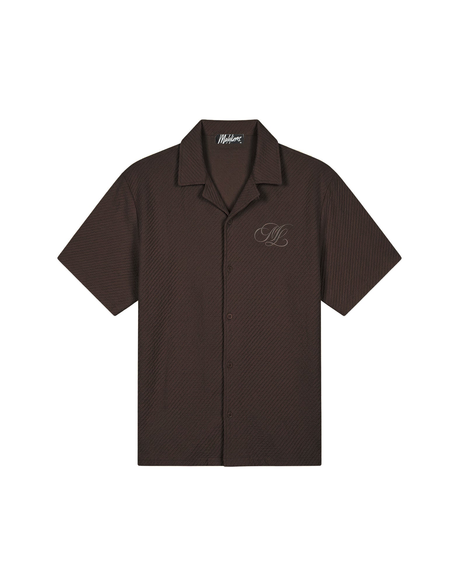Malelions Men Diagonal Seersucker Shirt | Dark Brown