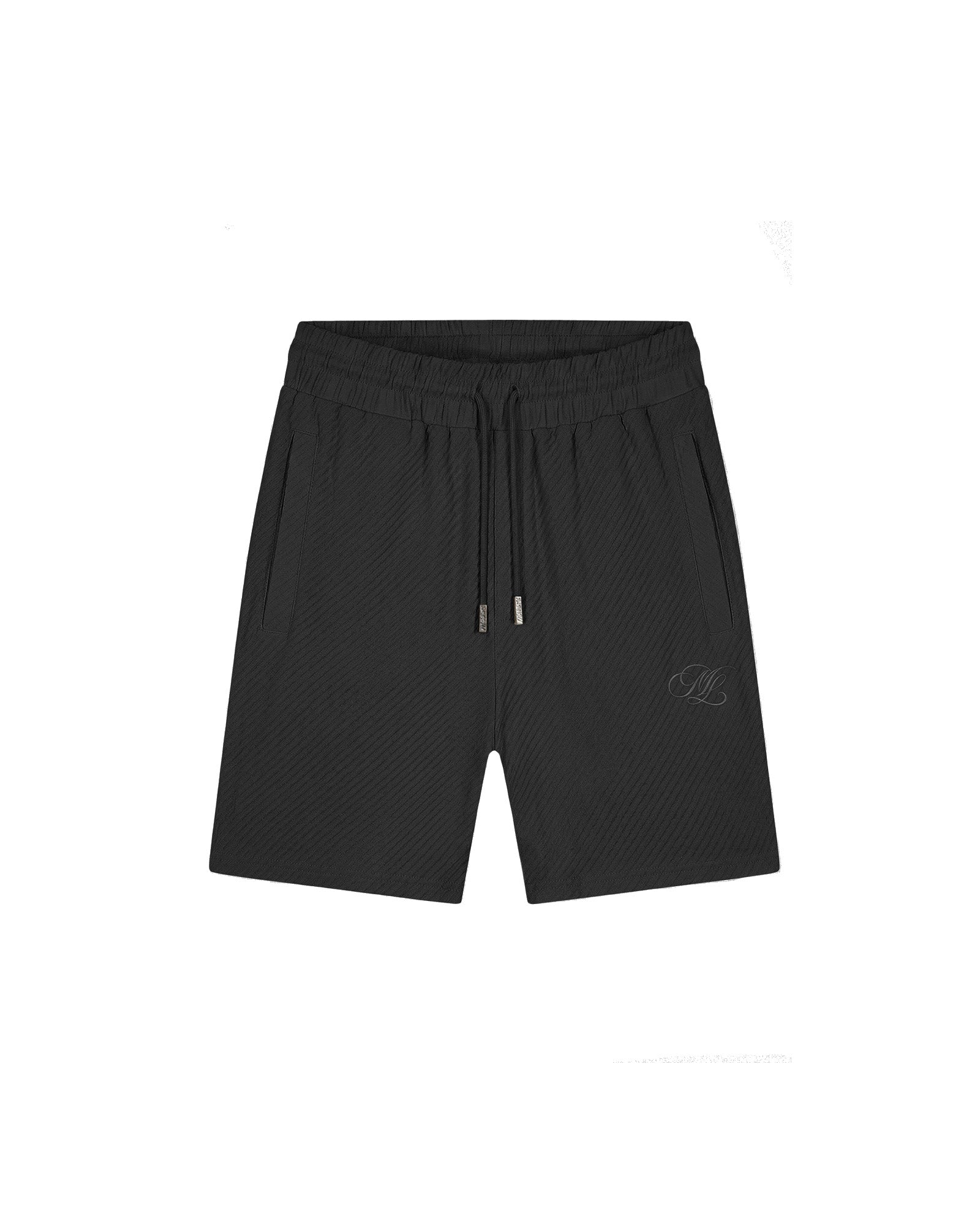 Malelions Men Diagonal Seersucker Shorts | Black