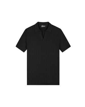 Malelions Men Chunky Waffle Buttonless Polo | Black