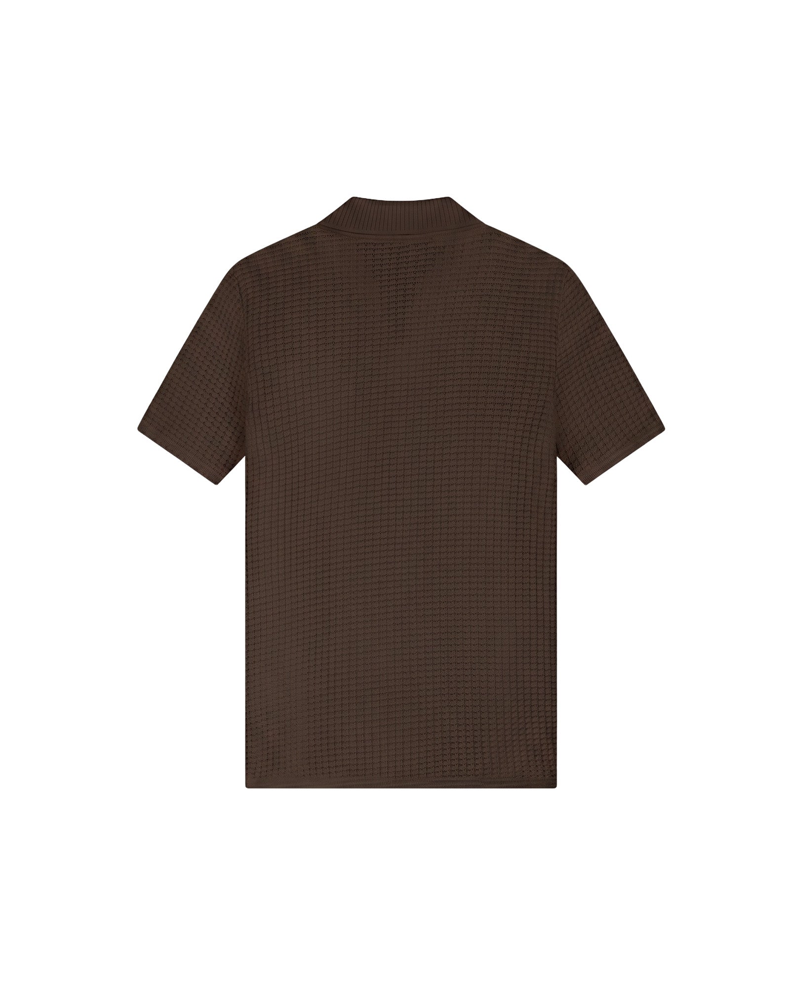 Malelions Men Chunky Waffle Buttonless Polo | Dark Brown