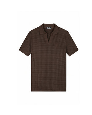 Malelions Men Chunky Waffle Buttonless Polo | Dark Brown