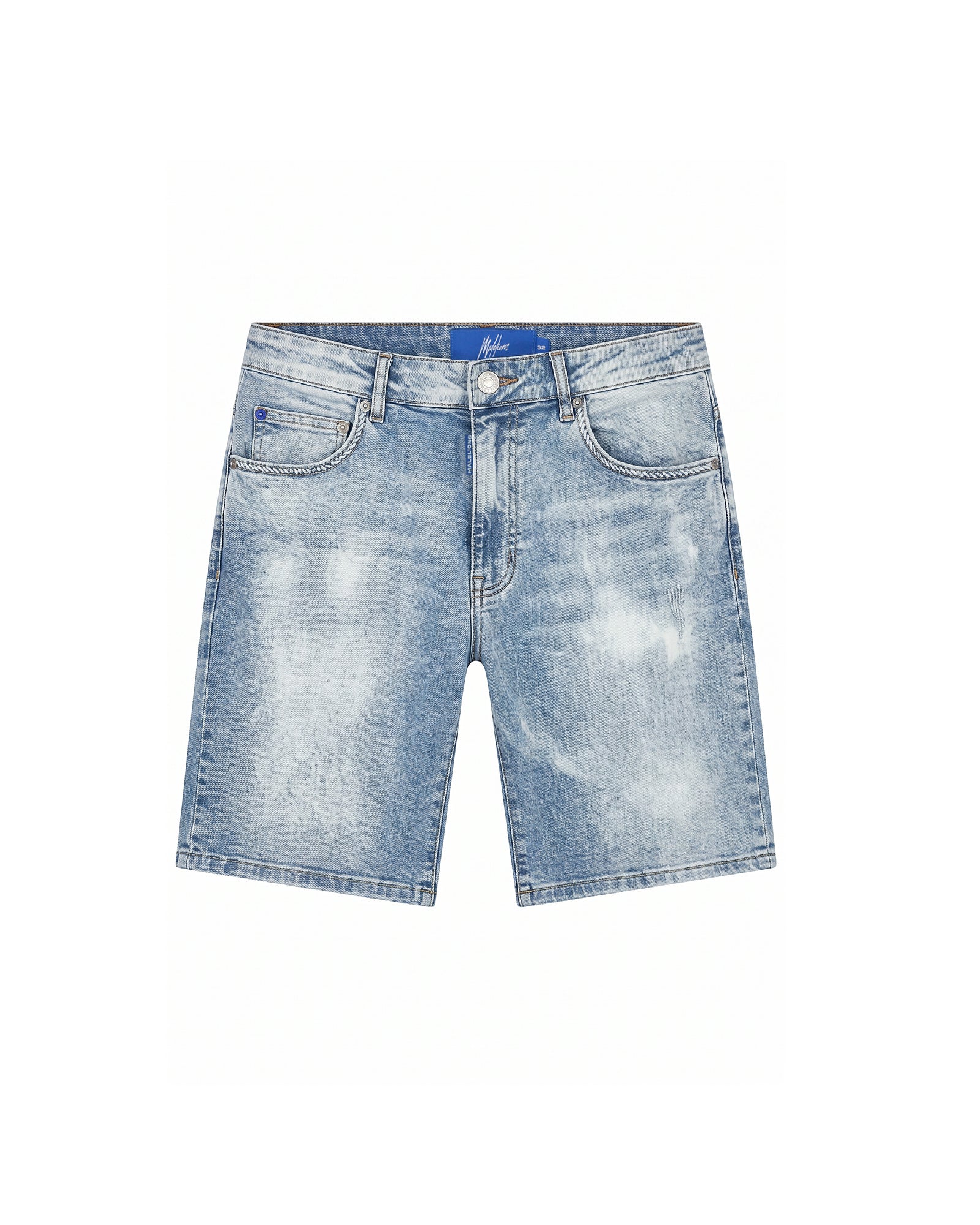 Malelions Men Washed Denim Shorts | Light Blue