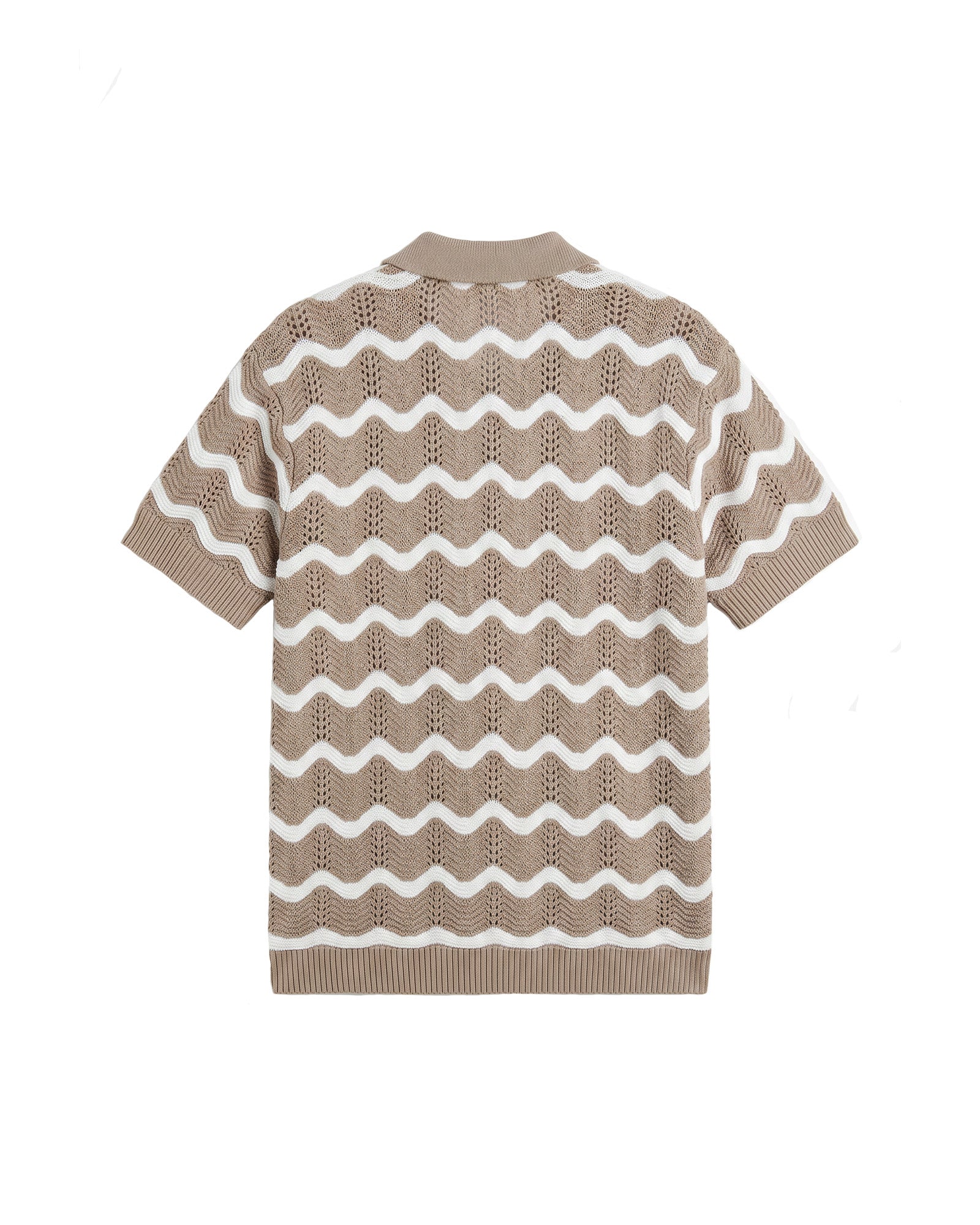 Malelions Men Wavy Crochet Knitted Shirt | Taupe