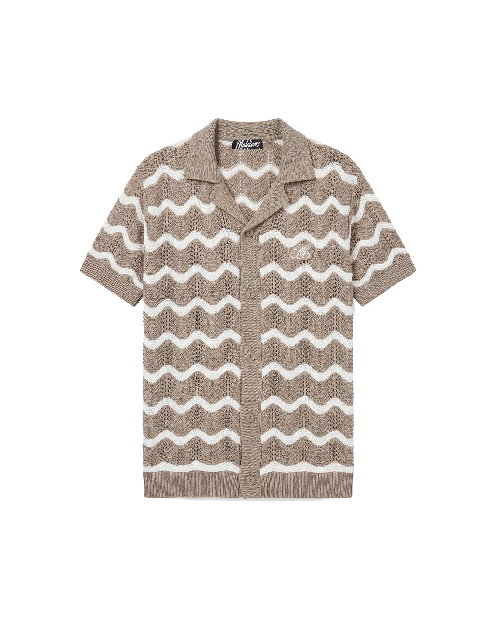 Malelions Men Wavy Crochet Knitted Shirt | Taupe