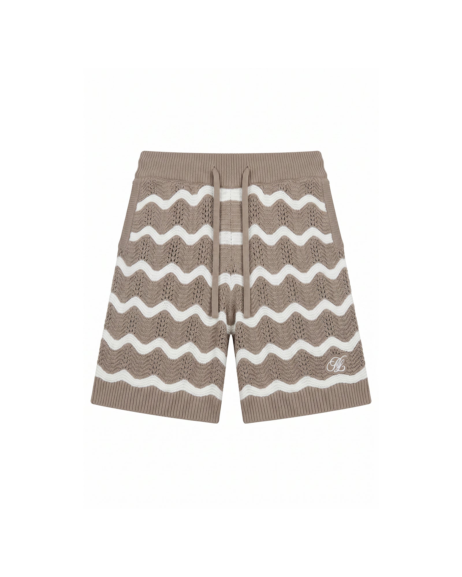 Malelions Men Wavy Crochet Knitted Shorts | Taupe