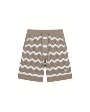 Malelions Men Wavy Crochet Knitted Shorts | Taupe