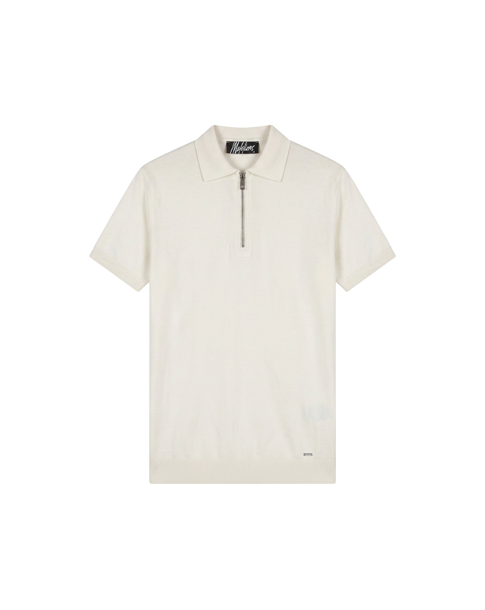 Malelions Men Knitted Zip Polo | Off-White