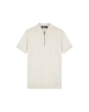 Malelions Men Knitted Zip Polo | Off-White