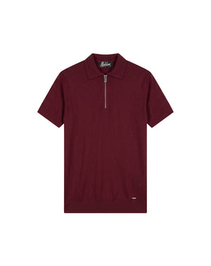 Malelions Men Knitted Zip Polo | Burgundy