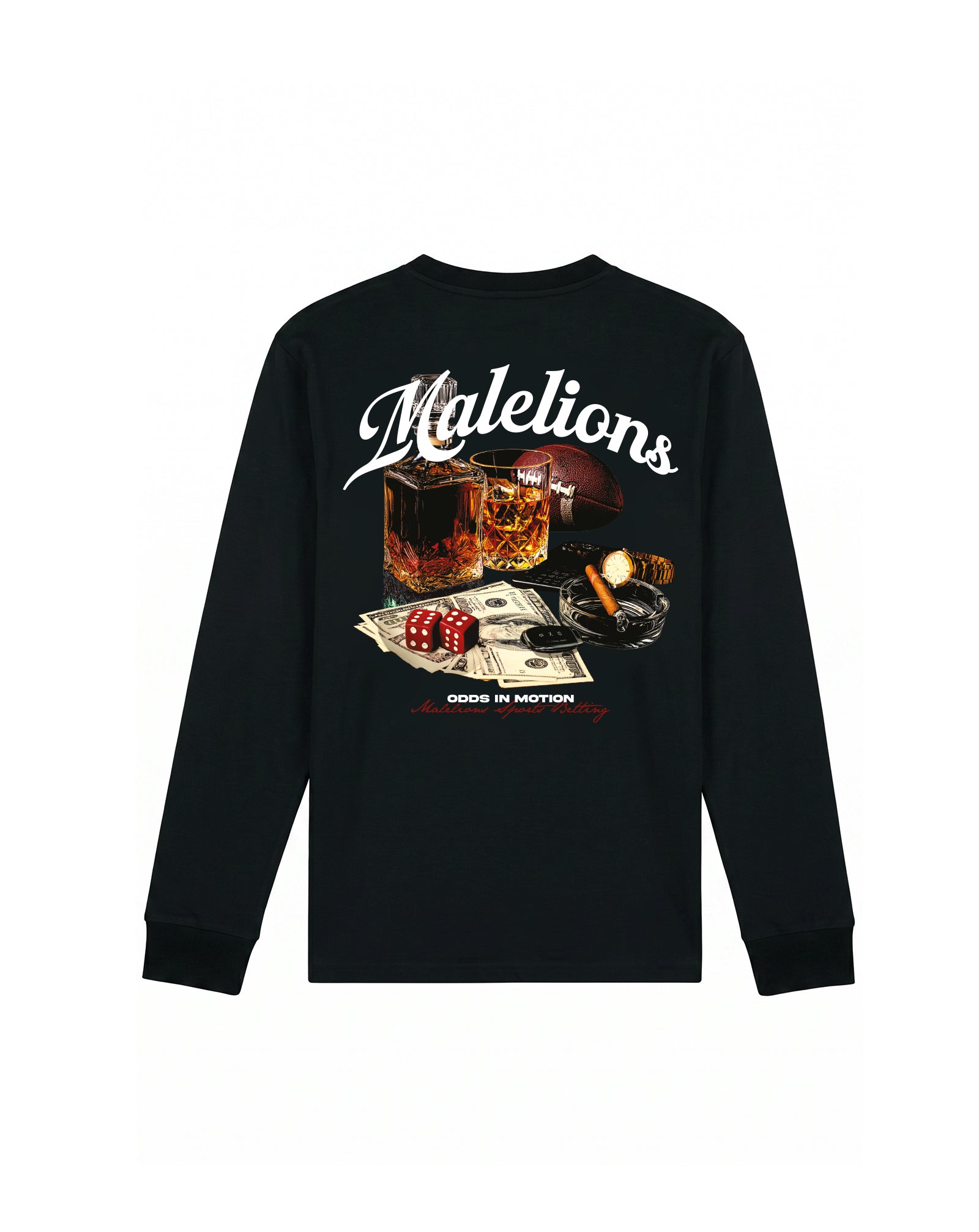Malelions Men Sports Betting Longsleeve T-Shirt | Black