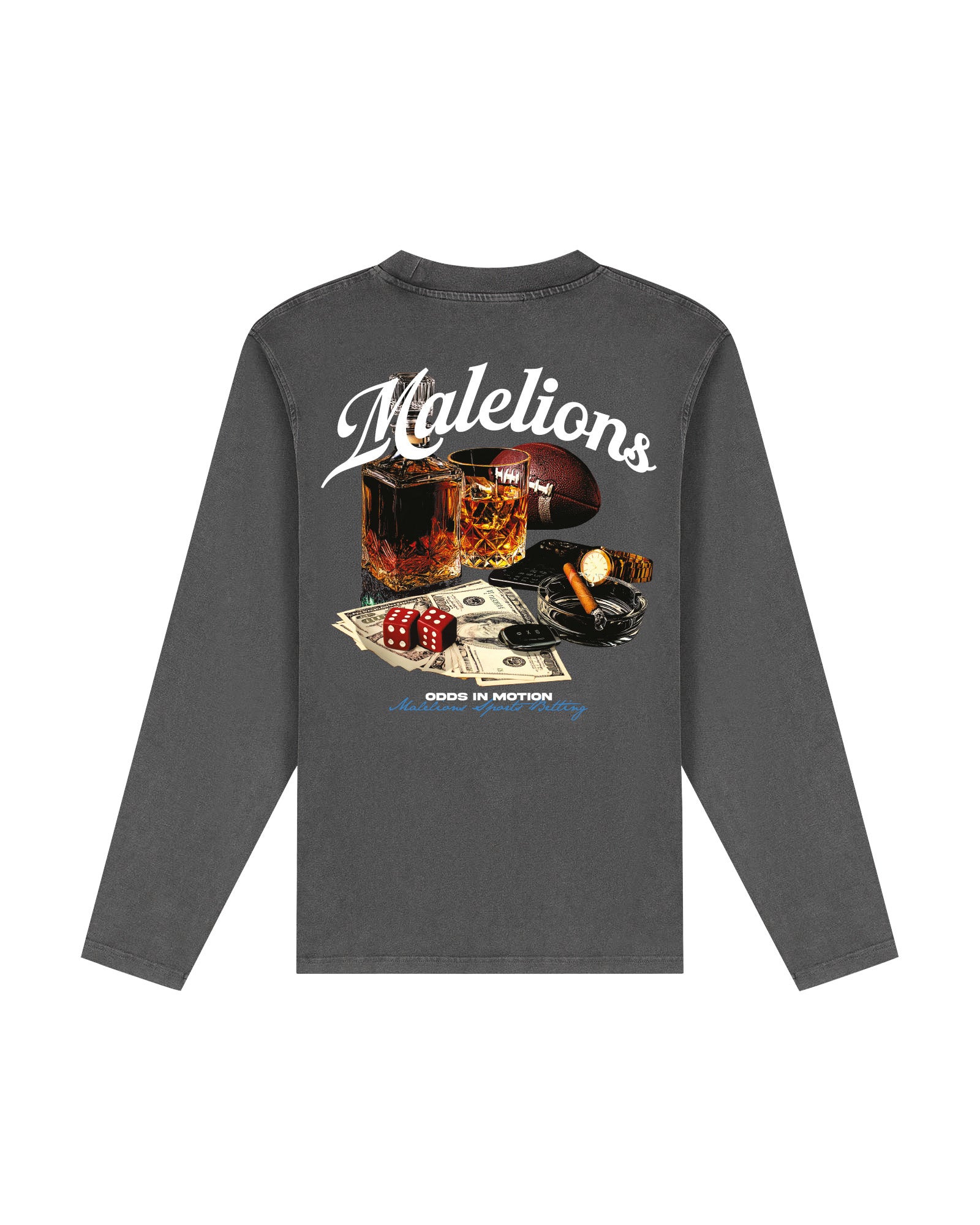 Malelions Men Sports Betting Longsleeve T-Shirt | Acid Wash
