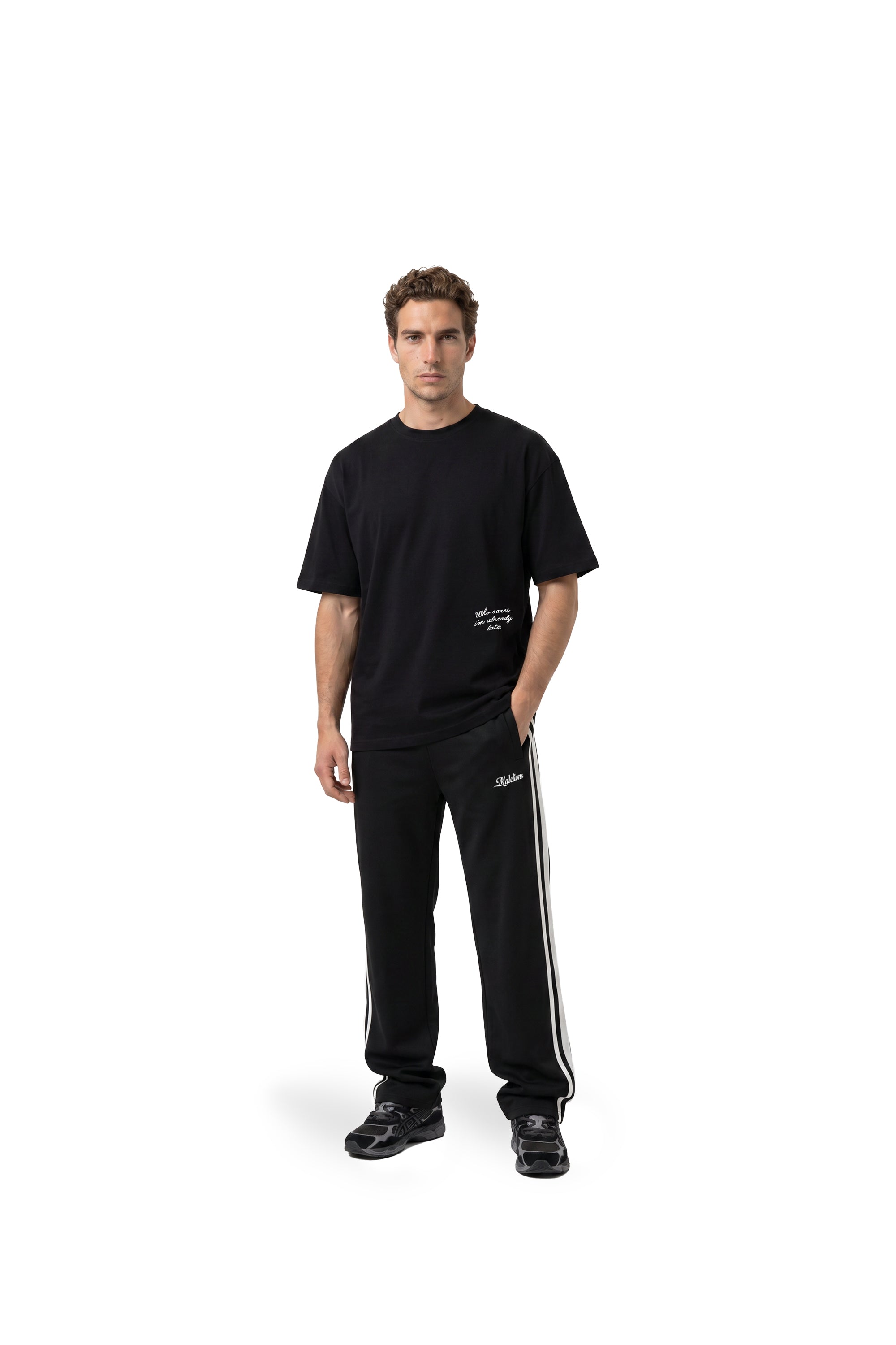Malelions Men Already Late T-Shirt | Black