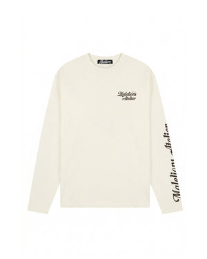 Malelions Men University Longsleeve T-Shirt | Off-White