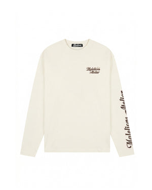 Malelions Men University Longsleeve T-Shirt | Off-White