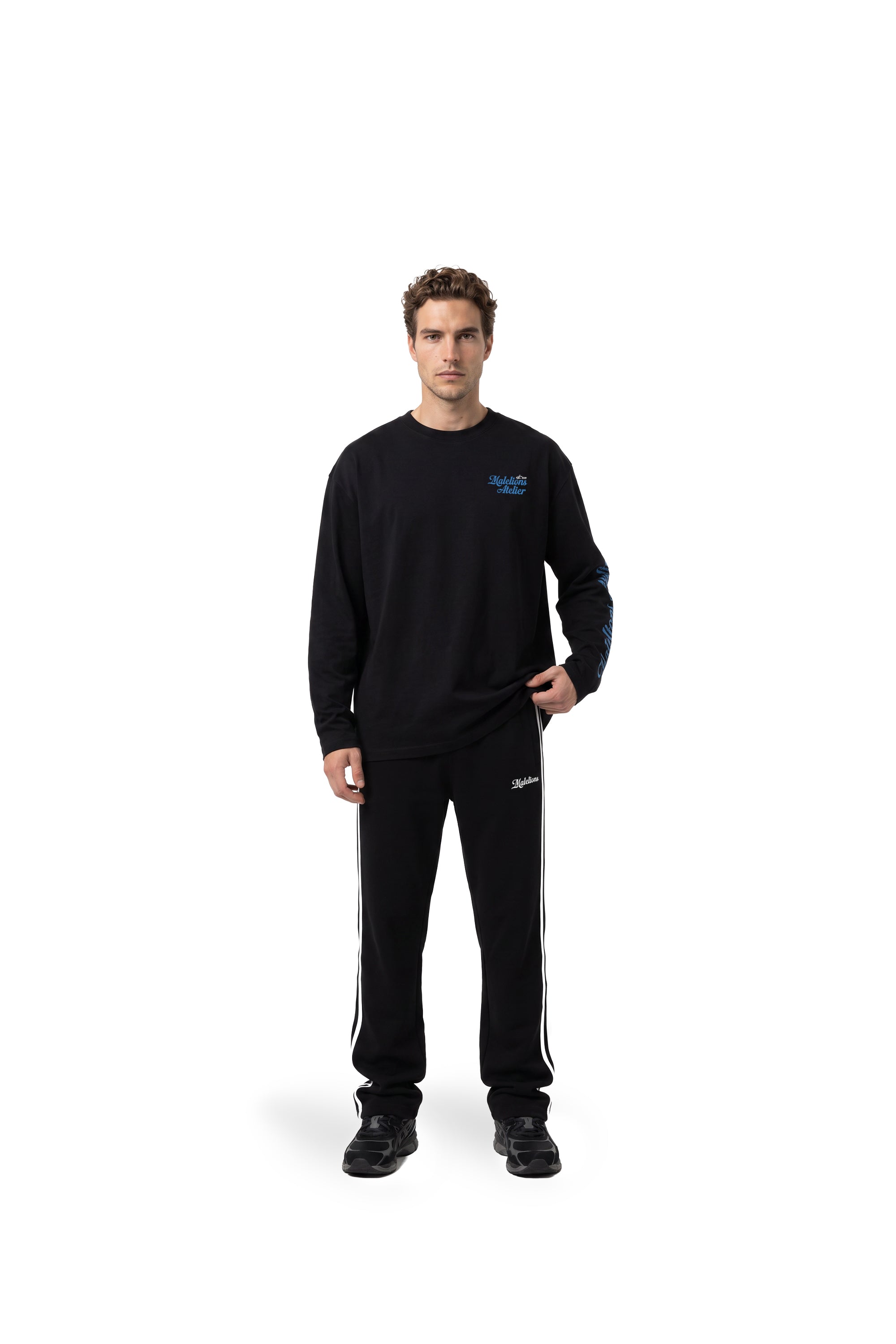Malelions Men University Longsleeve T-Shirt | Black