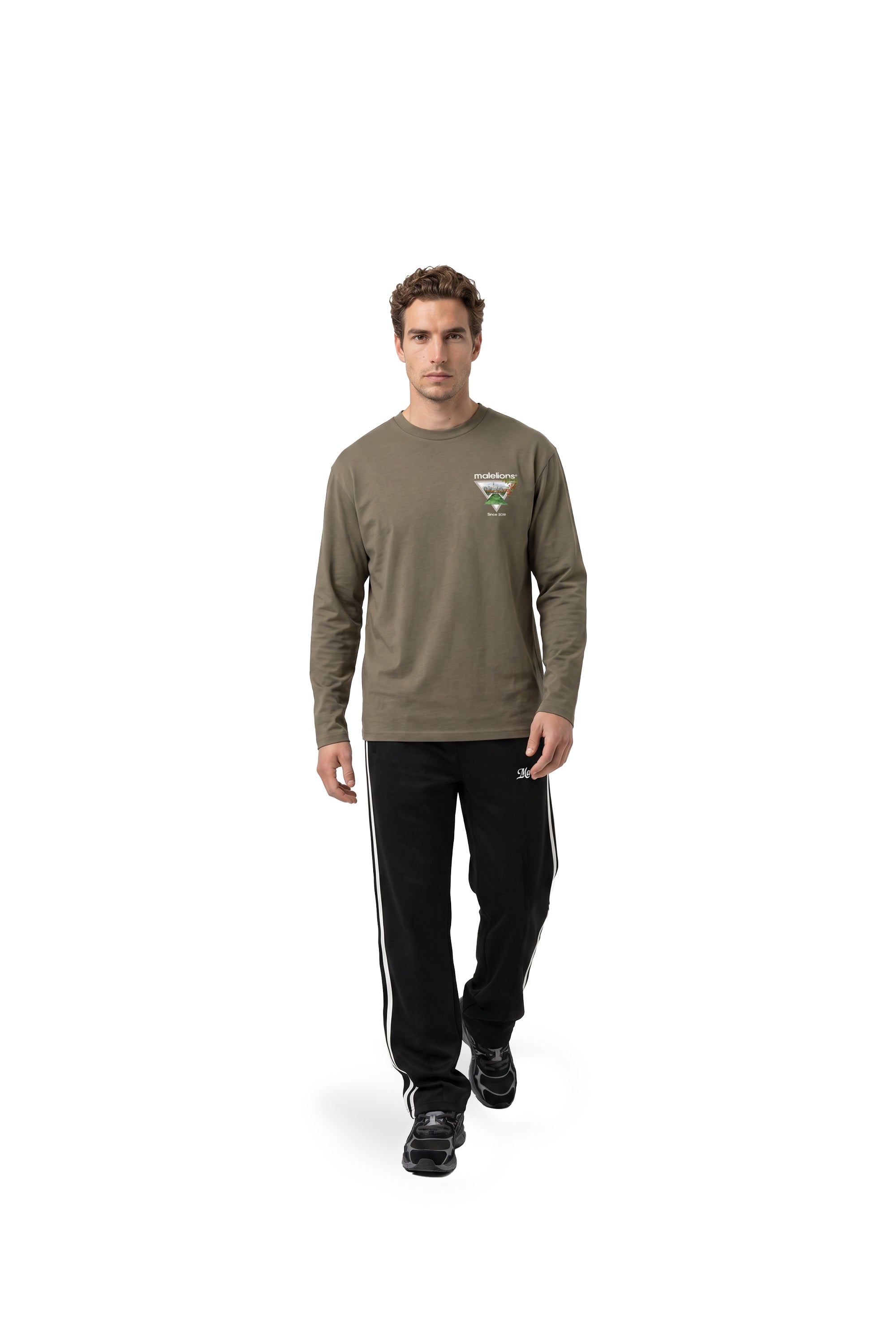 Malelions Men Athletic Garden Longsleeve T-Shirt | Stone Grey