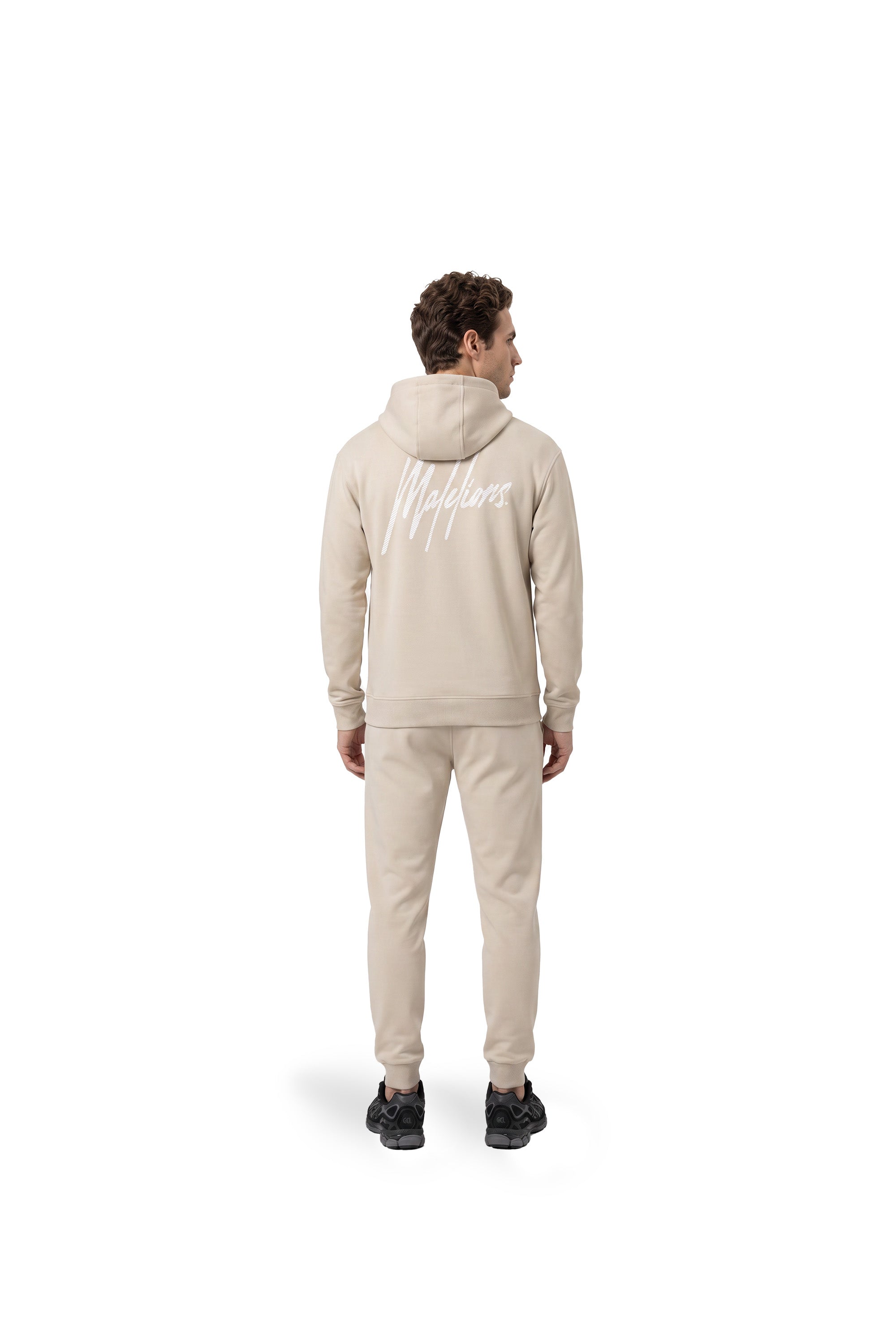 Malelions Men Striped Signature Hoodie | Almond