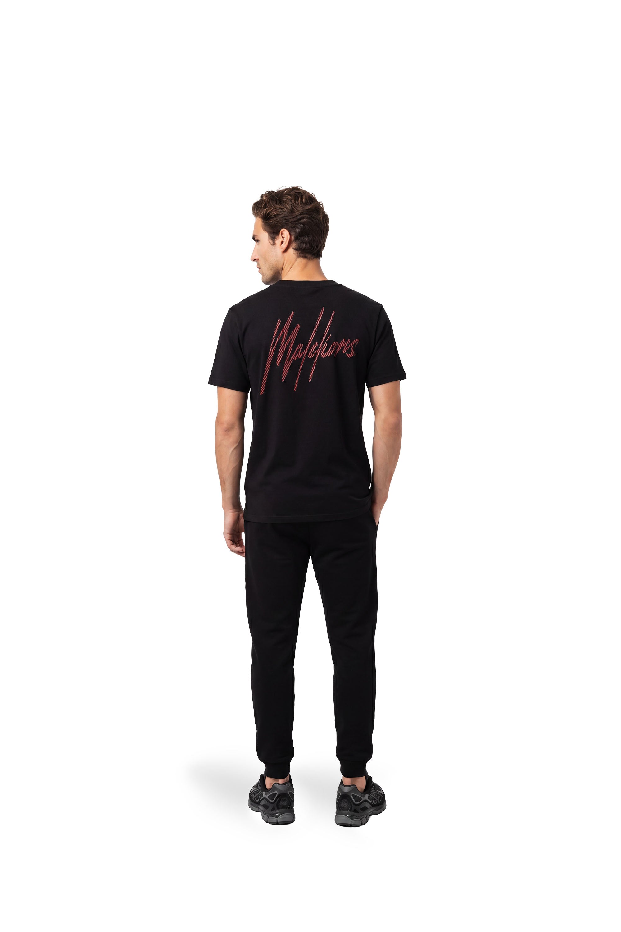 Malelions Men Striped Signature T-Shirt | Black