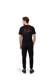 Malelions Men Striped Signature T-Shirt | Black