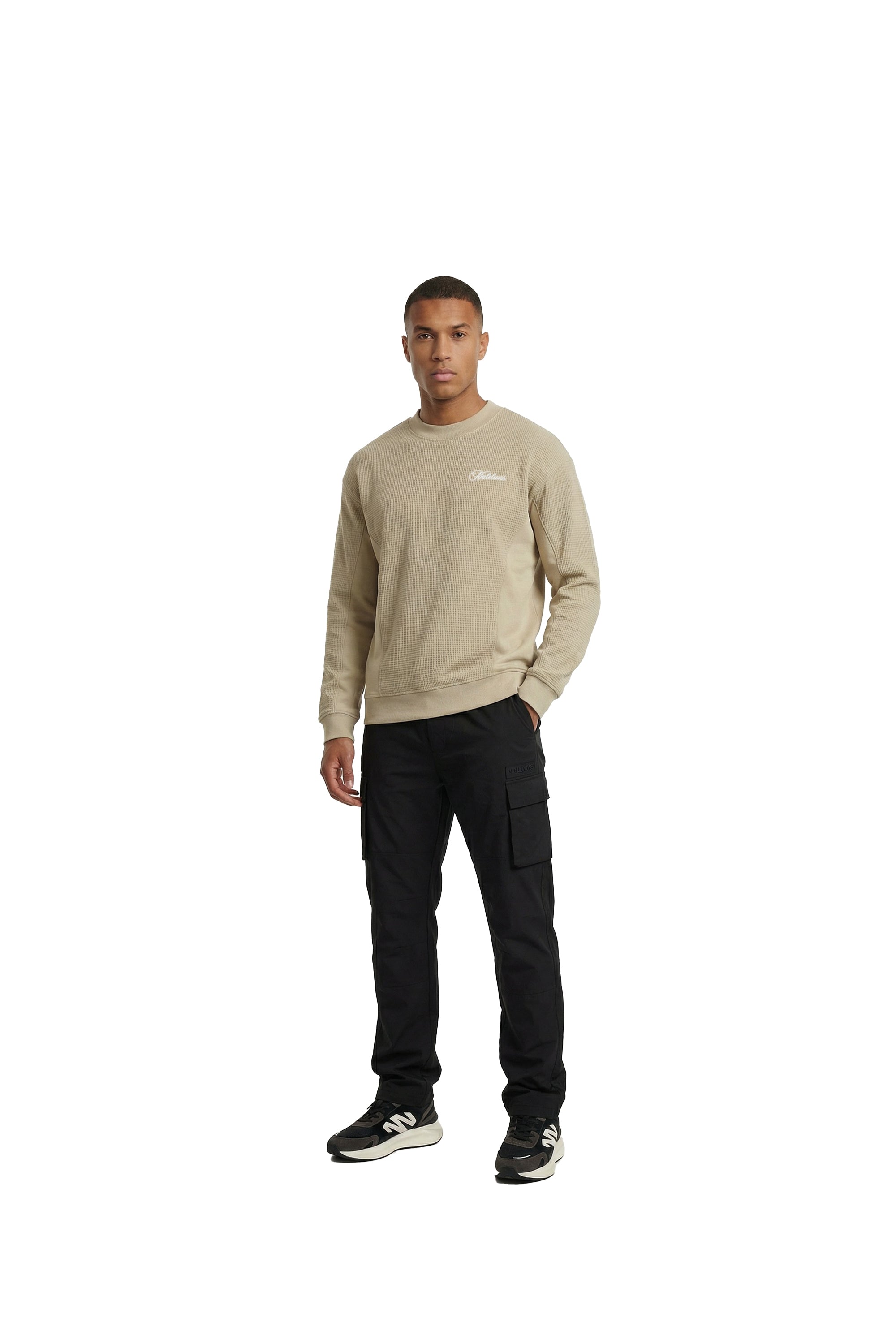 Malelions Men Waffle Sweater | Light Taupe