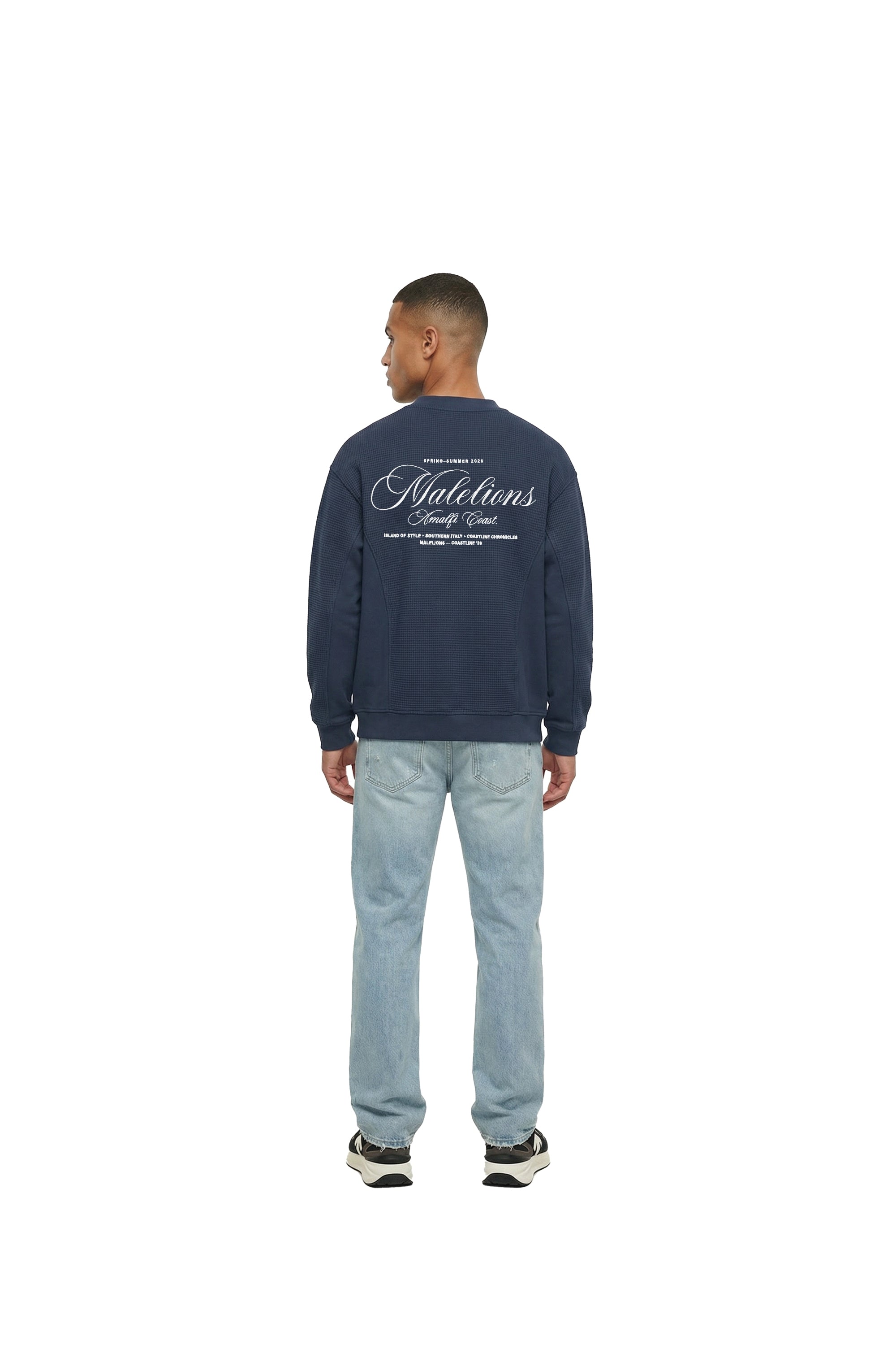 Malelions Men Waffle Sweater | Navy