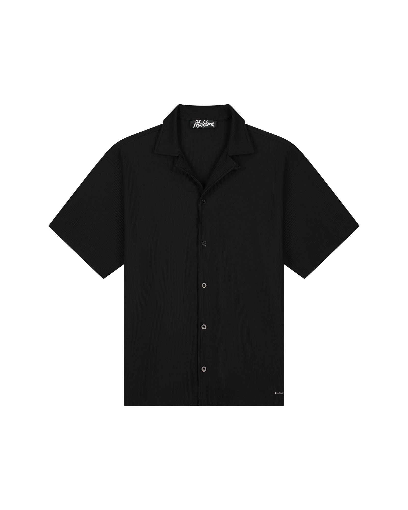 Malelions Men Ribbed Camp Collar Shirt | Black
