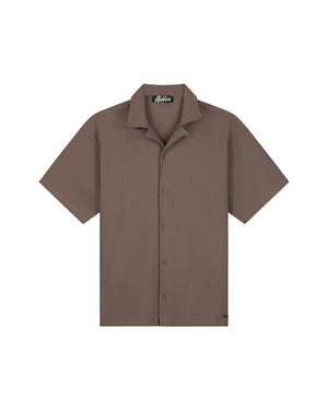 Malelions Men Ribbed Camp Collar Shirt | Brown