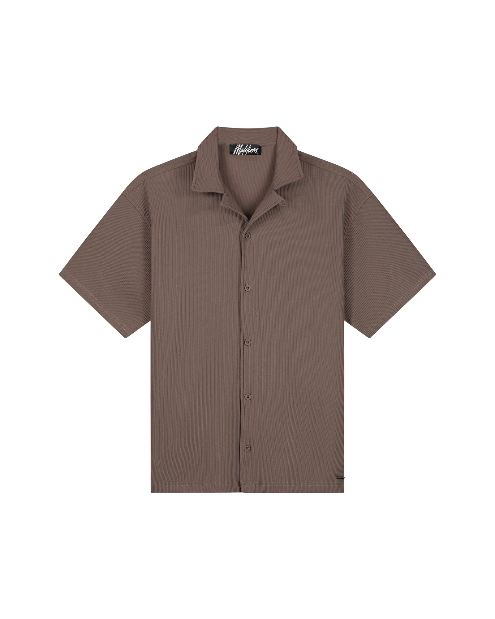 Malelions Men Ribbed Camp Collar Shirt | Brown