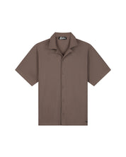 Malelions Men Ribbed Camp Collar Shirt | Brown