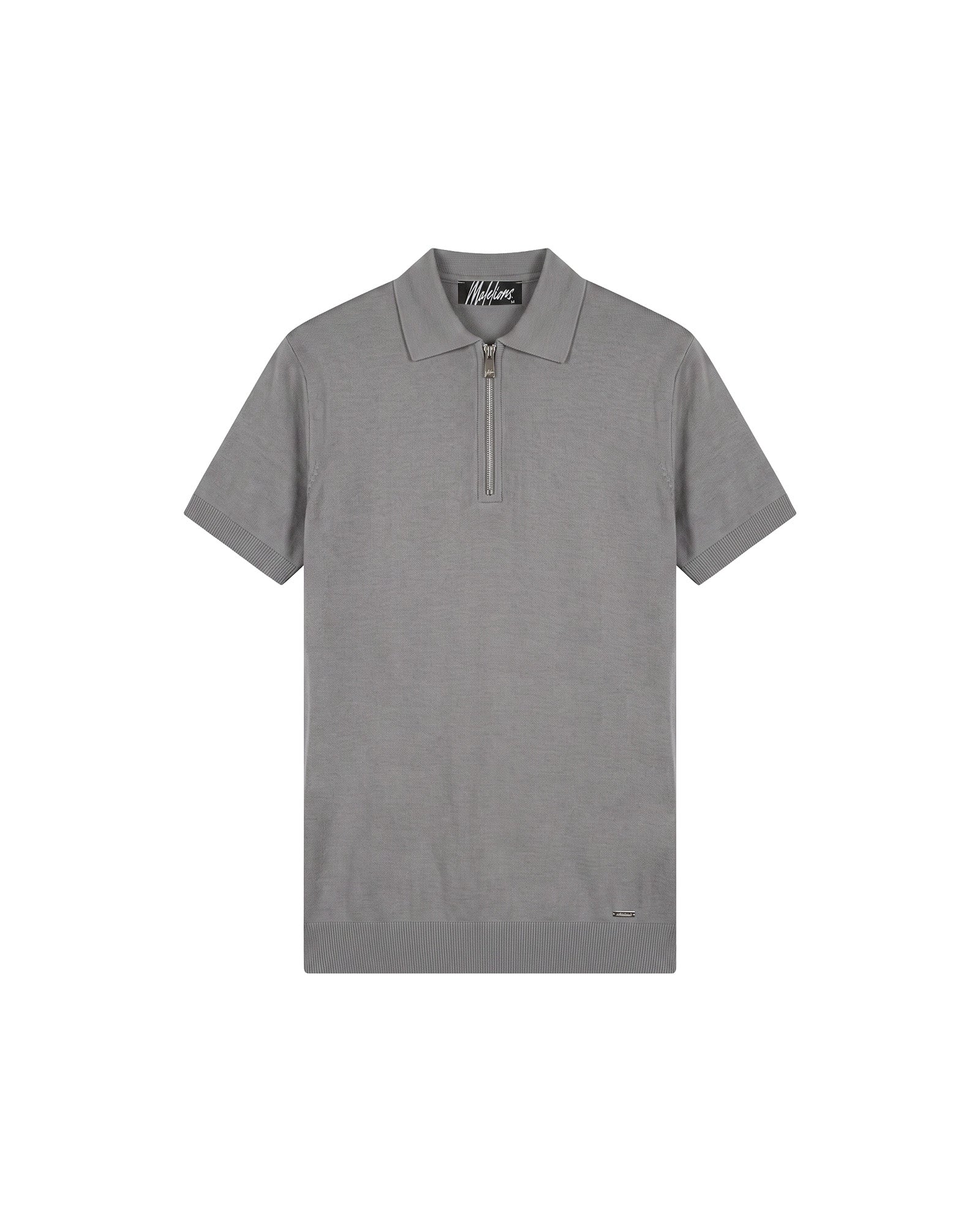 Malelions Men Knitted Zip Polo | Pearl Grey