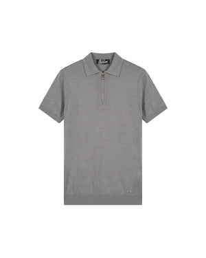 Malelions Men Knitted Zip Polo | Pearl Grey