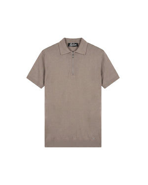 Malelions Men Knitted Zip Polo | Sage Brown