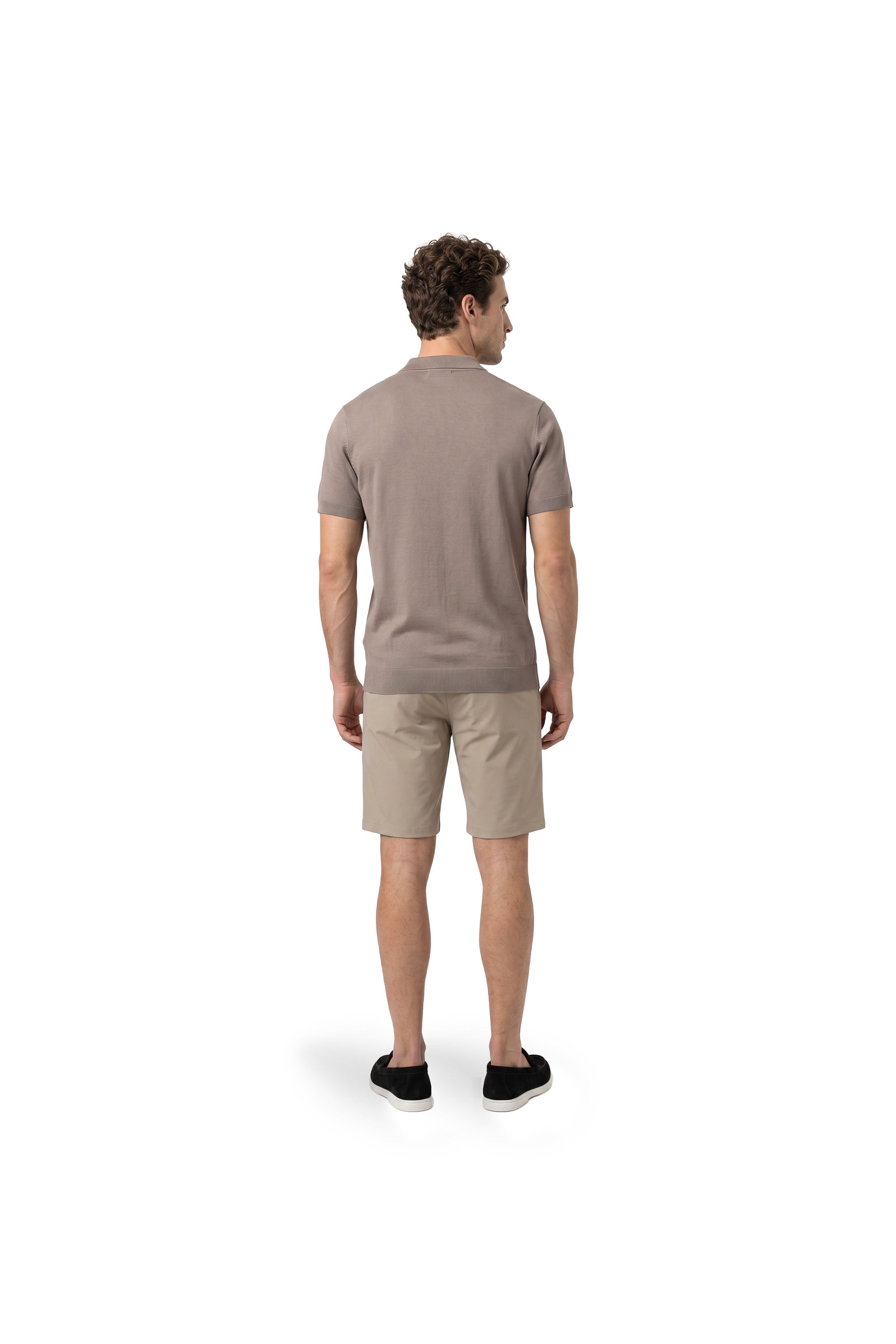 Malelions Men Knitted Zip Polo | Sage Brown