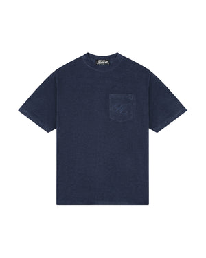 Malelions Men Emblem Towelling T-Shirt | Navy