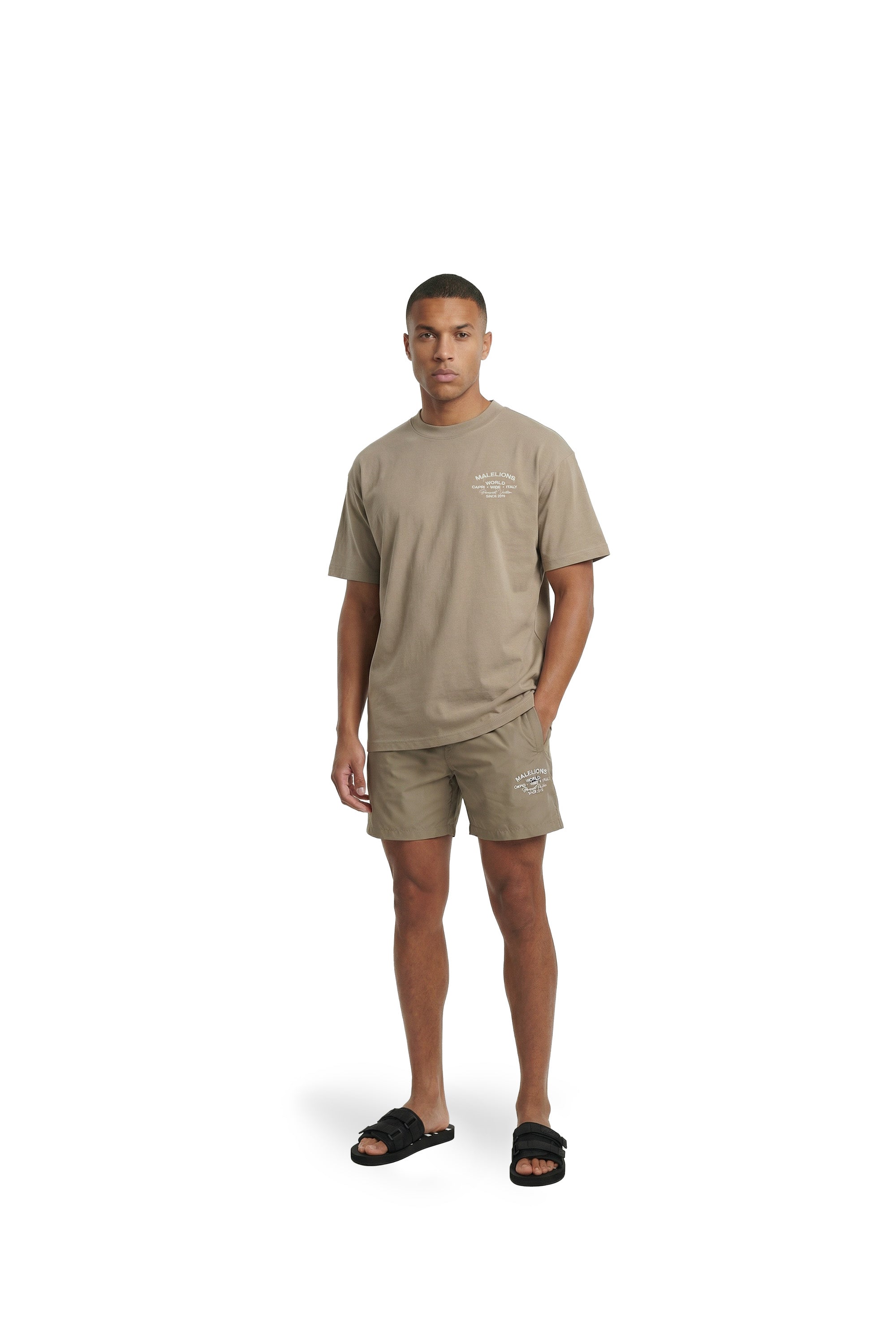 Malelions Men Permanent Vacation Swim Shorts | Sage Brown