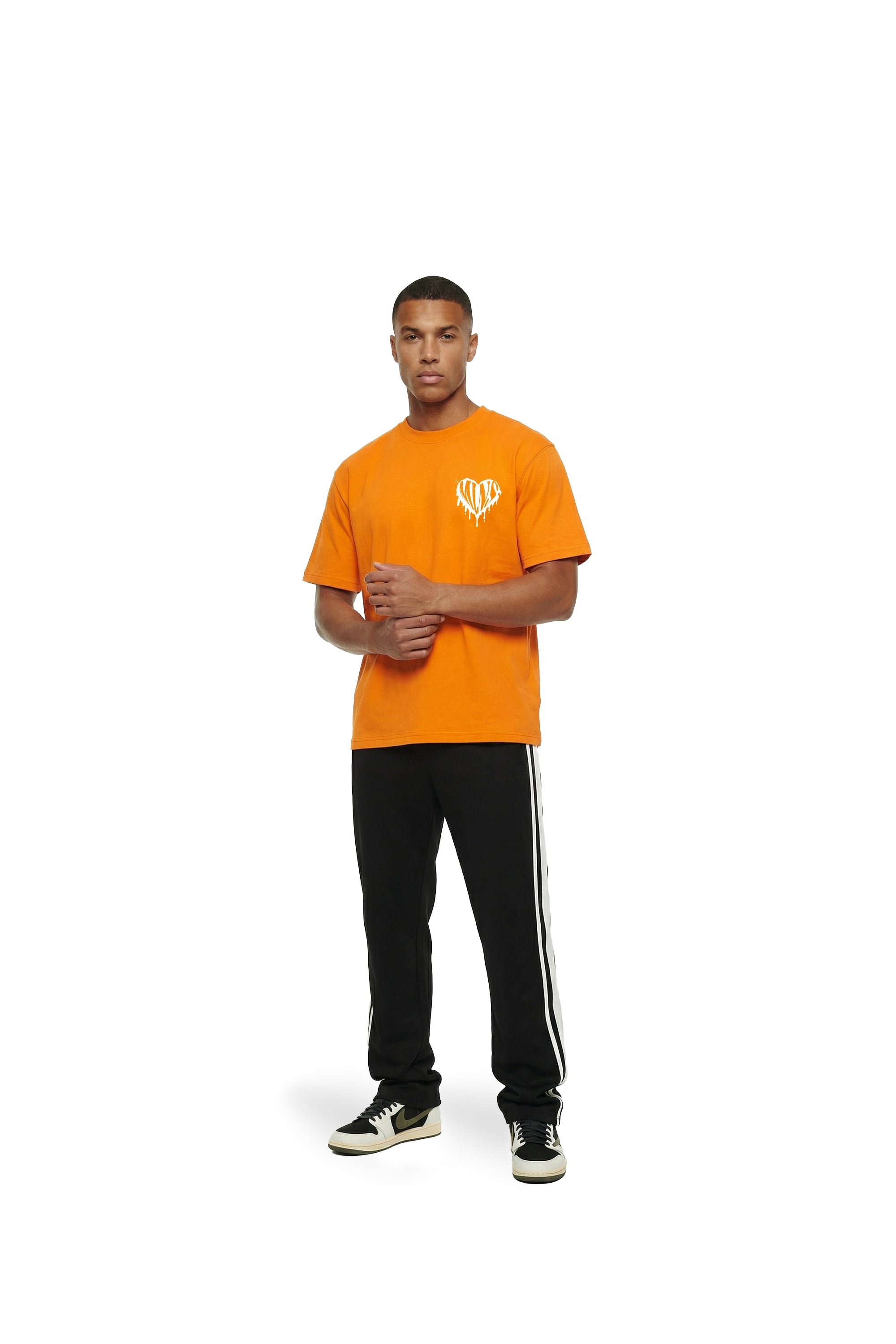Malelions Men Dripped Heart T-Shirt - Orange - Malelions