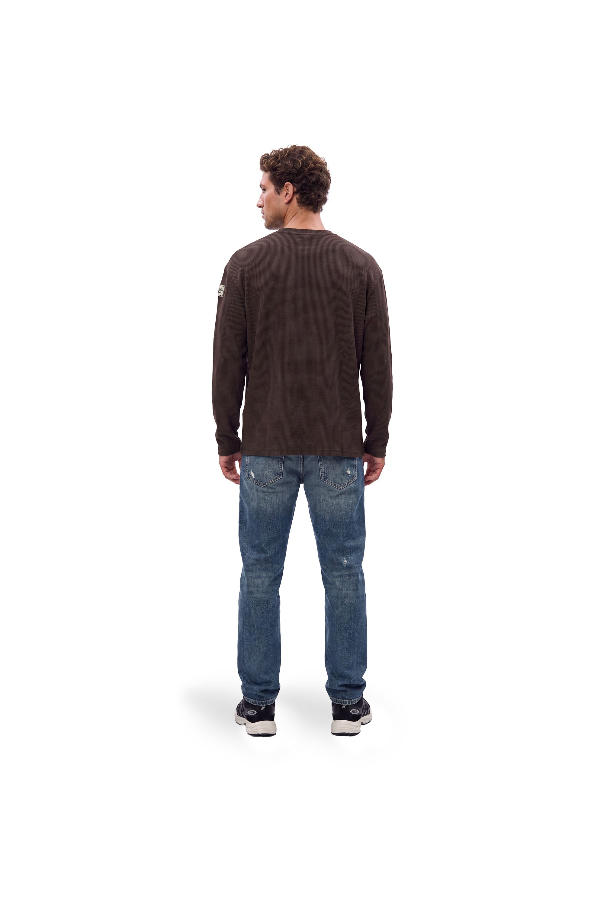 Malelions Men Collection Waffle Longsleeve T-Shirt | Brown