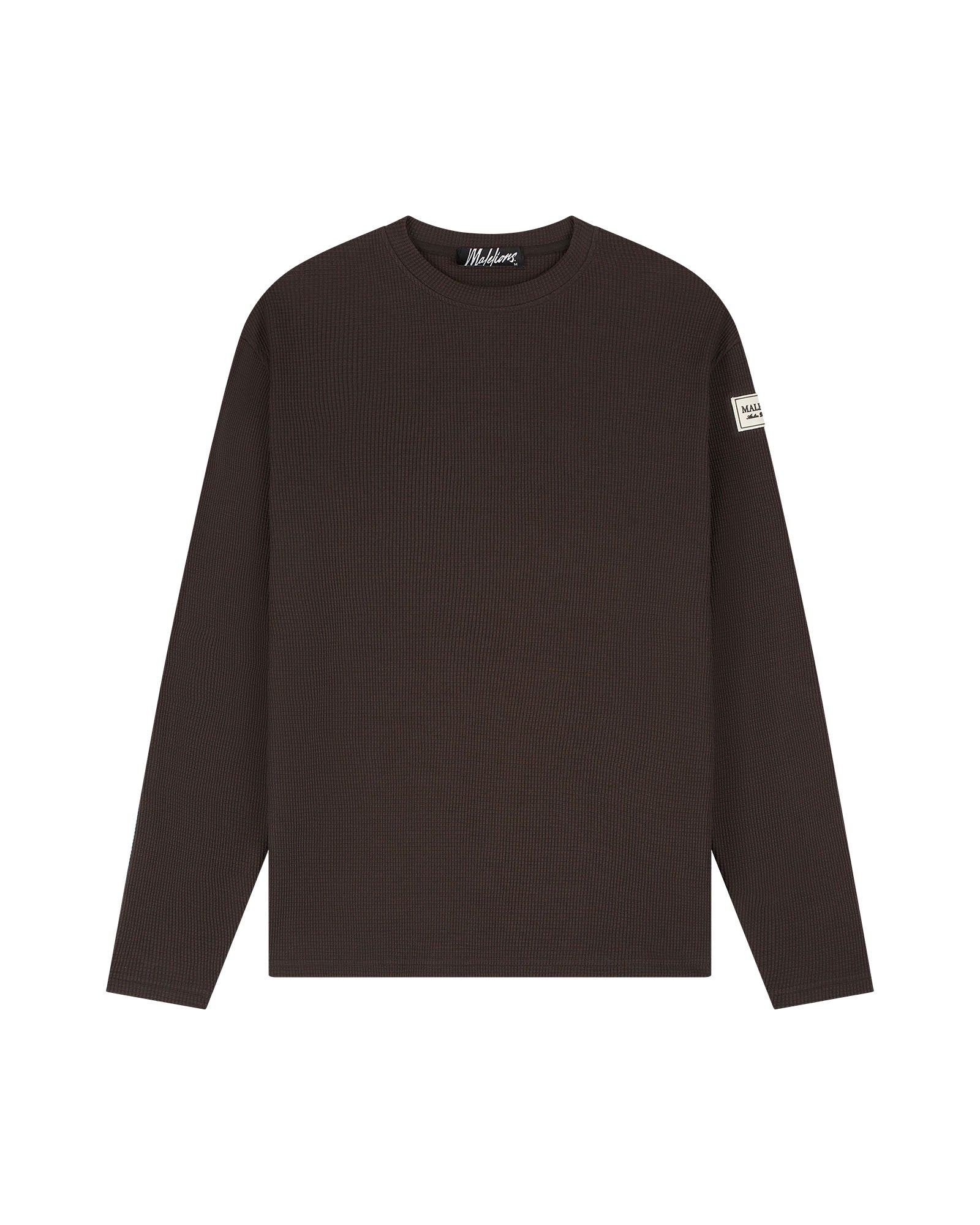 Malelions Men Collection Waffle Longsleeve T-Shirt | Brown