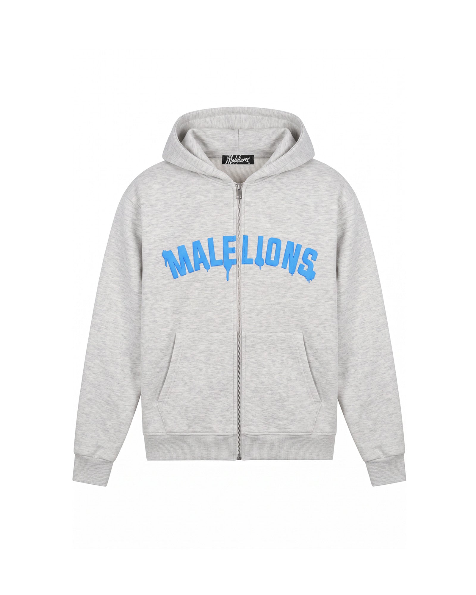Malelions Men Society Club Zip Hoodie | Grey Melange