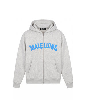 Malelions Men Society Club Zip Hoodie | Grey Melange